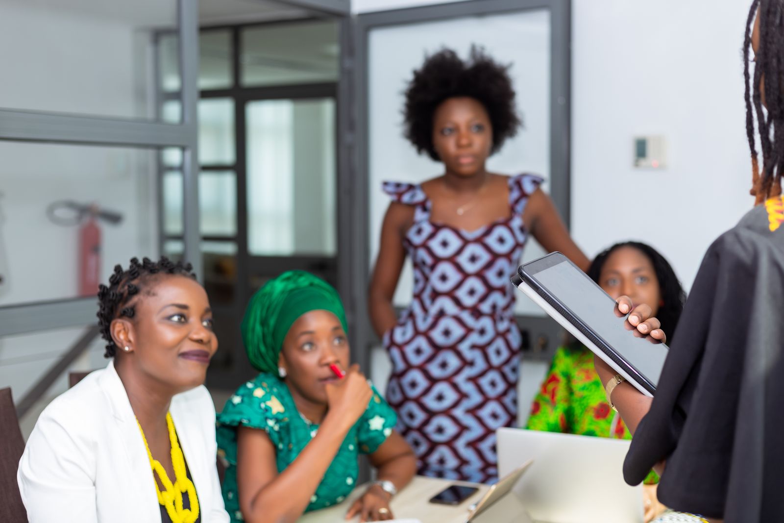 An African business team collaborating in an office