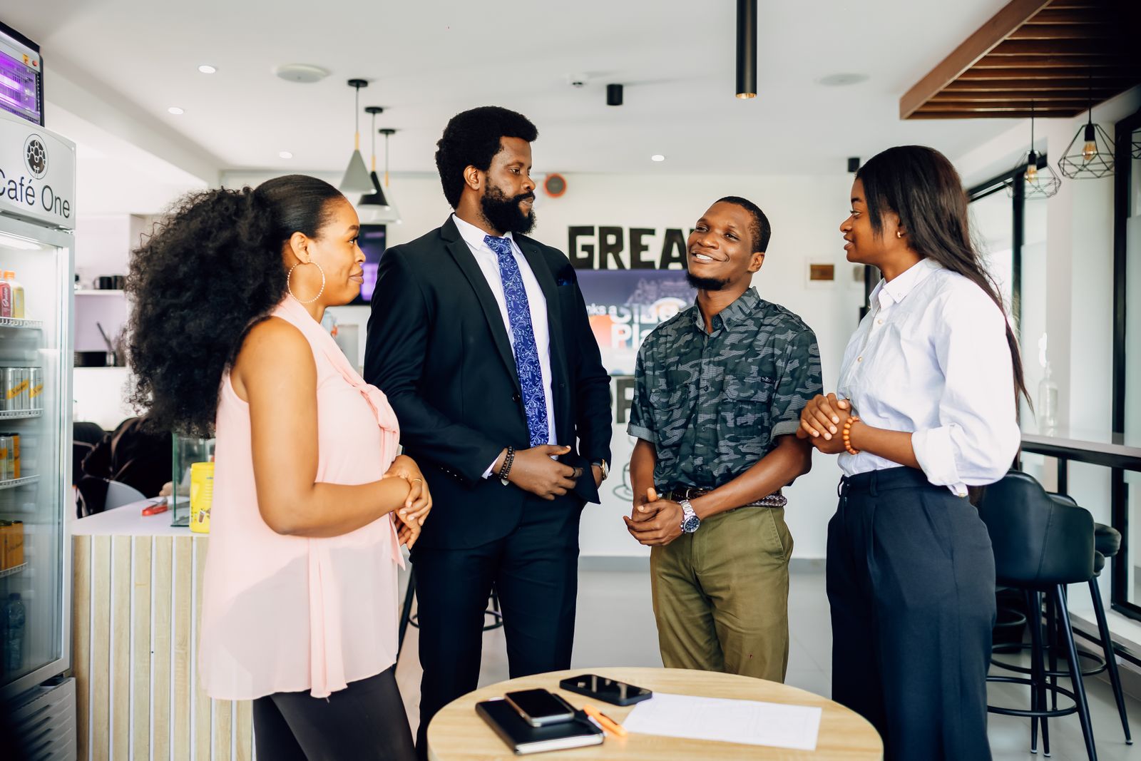 A business team discussing day-to-day operations